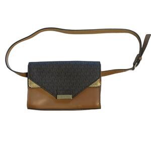 Michael Kors Belt Bag Womens Brown PVC & Python Embossed Leather Fanny Pack